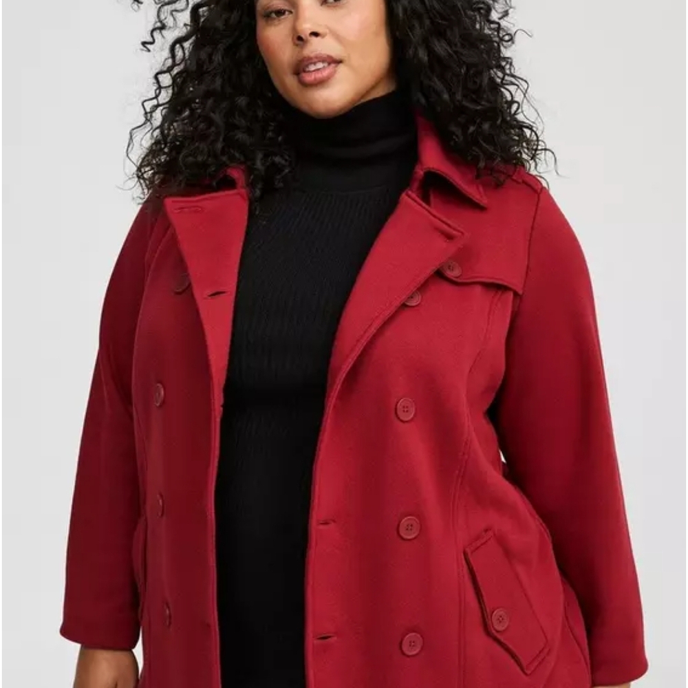Torrid Red Peacoat Classic Style - Picture 2 of 5